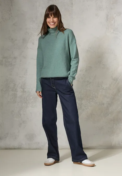 Pullover mit Rollkragen iced salvia green melange