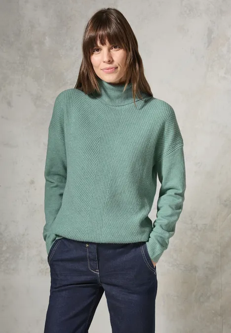 Pullover mit Rollkragen iced salvia green melange