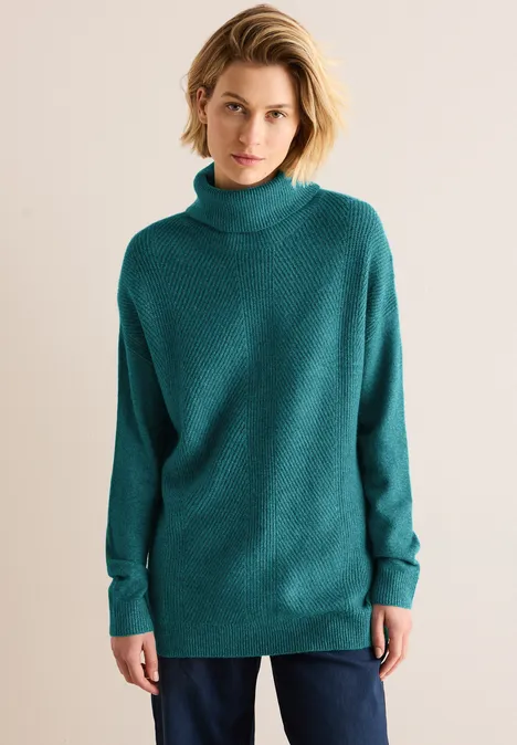Pullover mit Rollkragen petrol green melange