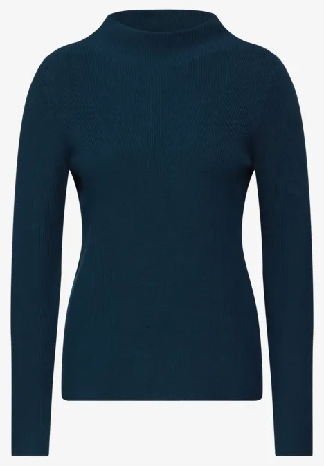Pullover mit Strukturmix oil blue