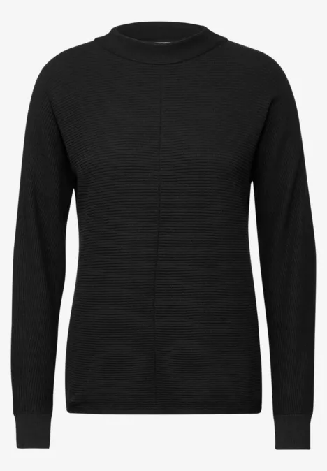 Strukturmix Dolman Pullover Black