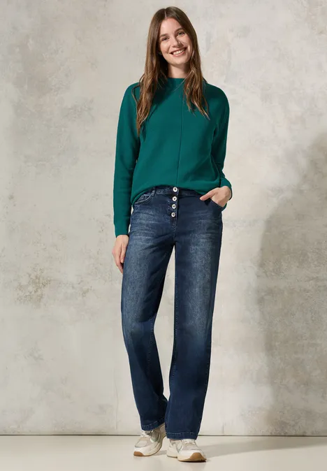 Strukturmix Dolman Pullover petrol green