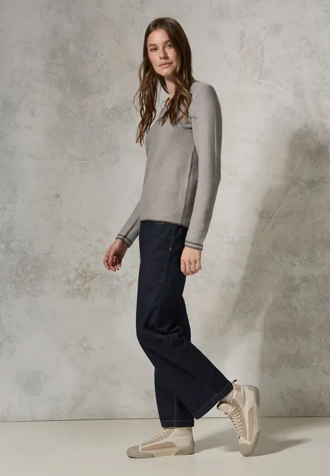 Pulli mit Strukturstreifen dark taupe