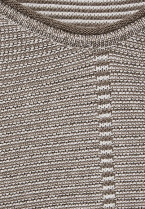 Pulli mit Strukturstreifen dark taupe