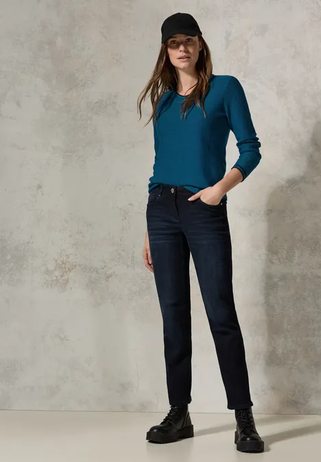 Pulli mit Strukturstreifen universal blue