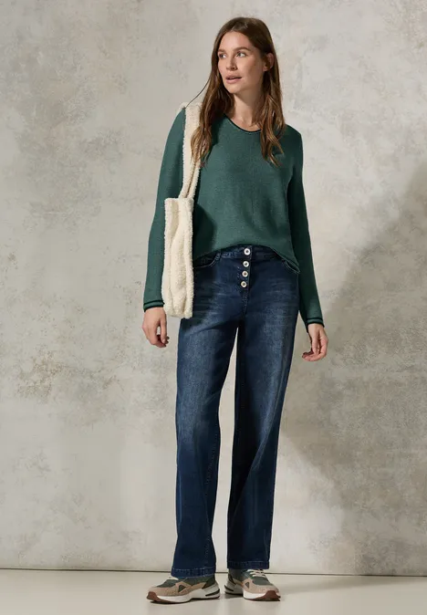 Pulli mit Strukturstreifen fir green