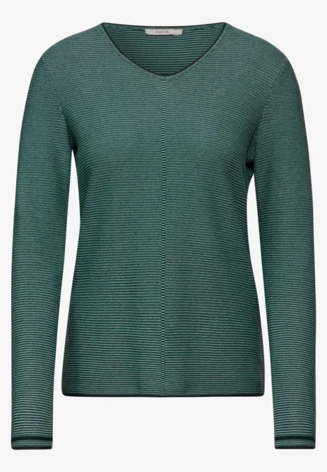 Pulli mit Strukturstreifen fir green