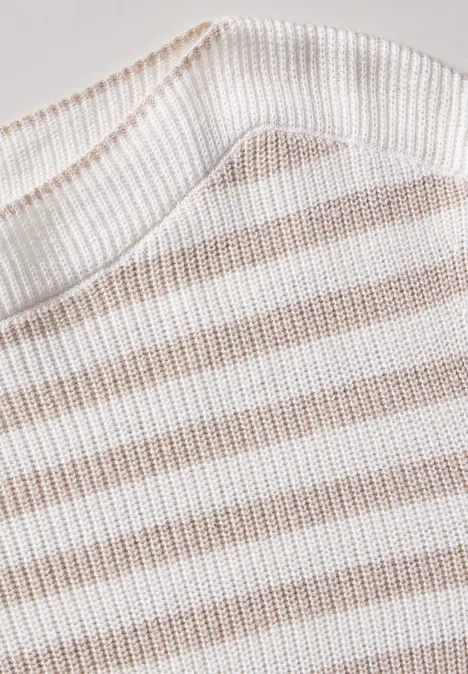 Gestreifter Pullover alabaster beige melange