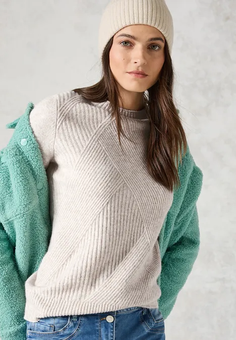 Feinstrickpullover alabaster beige melange