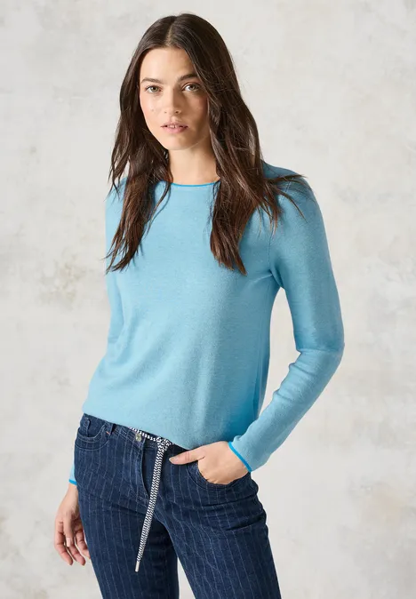 Feinstrickpullover turquoise melange