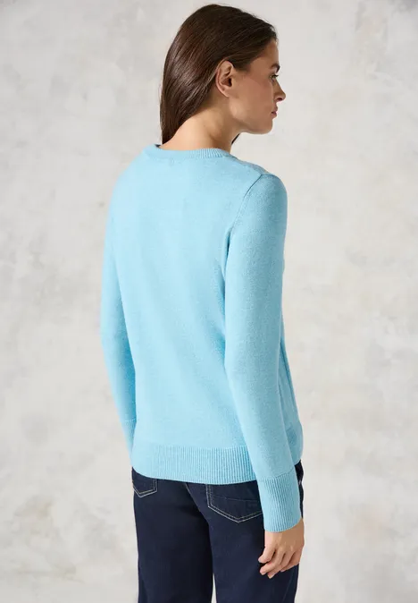 Softer Feinstrickpullover turquoise melange