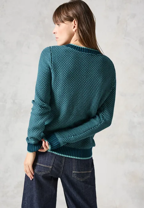 Gemusterter Strickpullover atlantic green