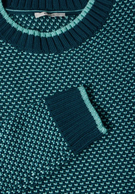 Gemusterter Strickpullover atlantic green