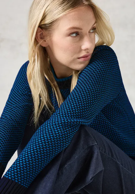 Gemusterter Strickpullover universal blue