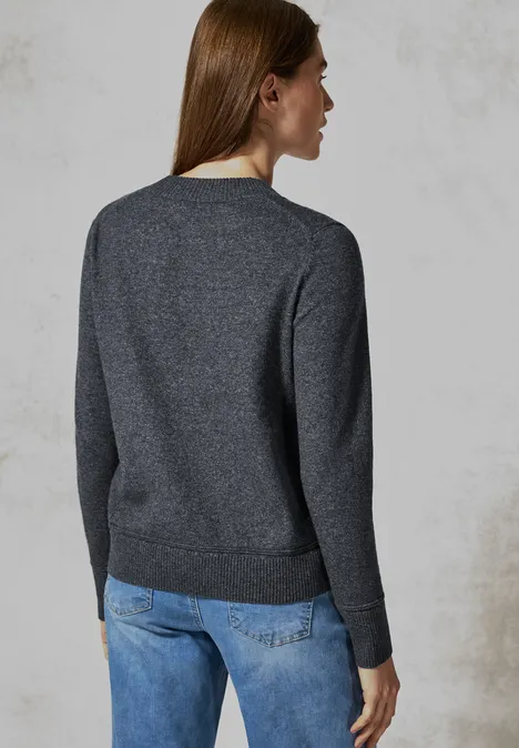 Kurzer Feinstrickpullover charcoal grey melange