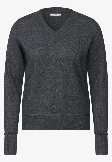 Kurzer Feinstrickpullover charcoal grey melange