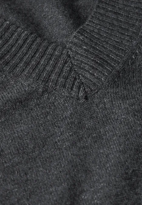 Kurzer Feinstrickpullover charcoal grey melange