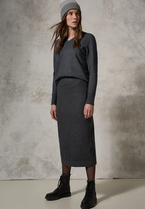 Kurzer Feinstrickpullover charcoal grey melange