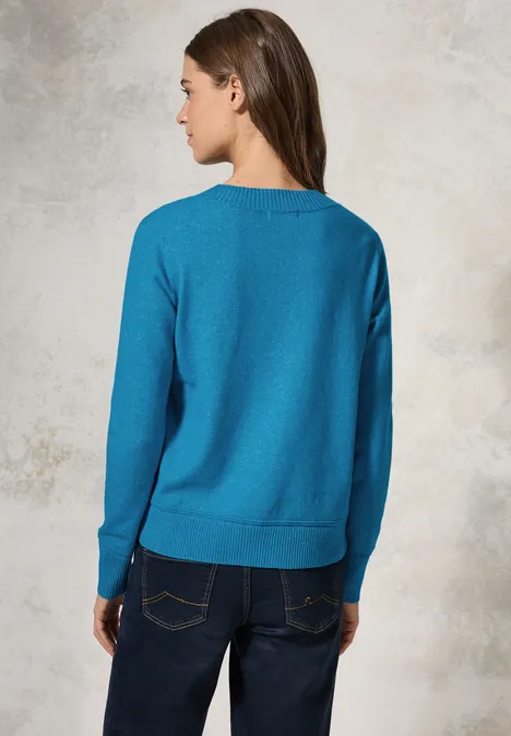 Kurzer Feinstrickpullover dynamic aqua melange