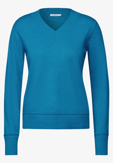Kurzer Feinstrickpullover dynamic aqua melange