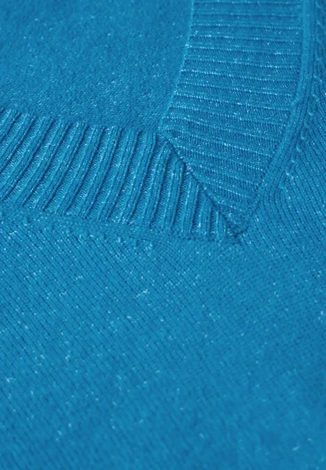 Kurzer Feinstrickpullover dynamic aqua melange