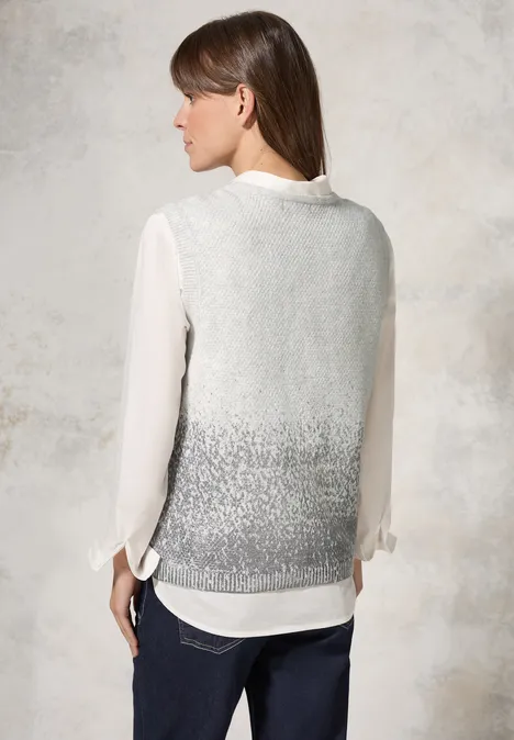 Pullunder mit Folien-Print soft silver melange