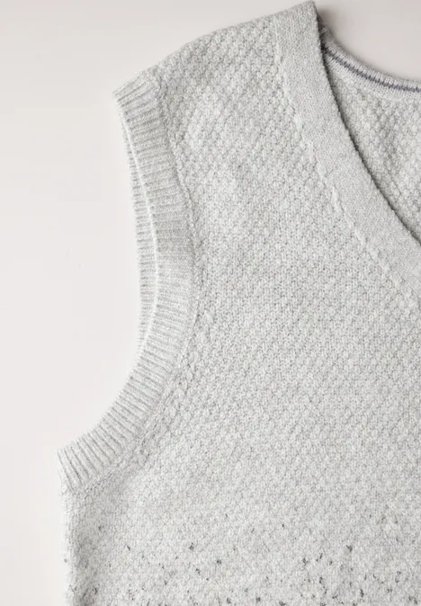 Pullunder mit Folien-Print soft silver melange