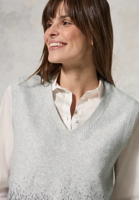 Pullunder mit Folien-Print soft silver melange