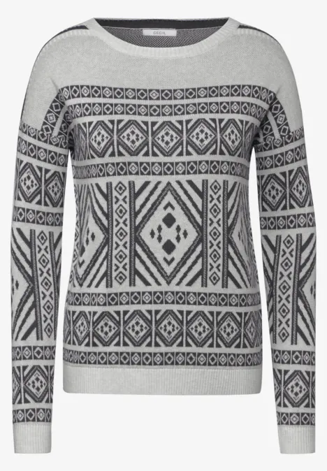 Jaquard-Pullover soft silver melange