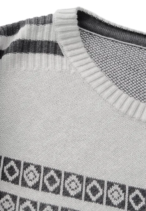 Jaquard-Pullover soft silver melange