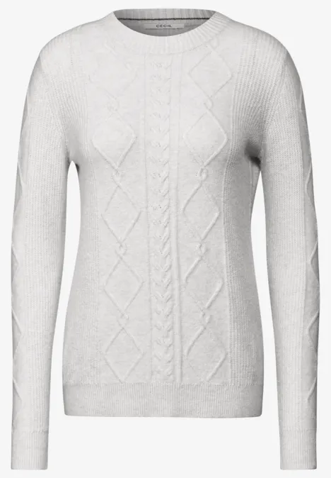 Pullover mit Strickmuster soft silver melange