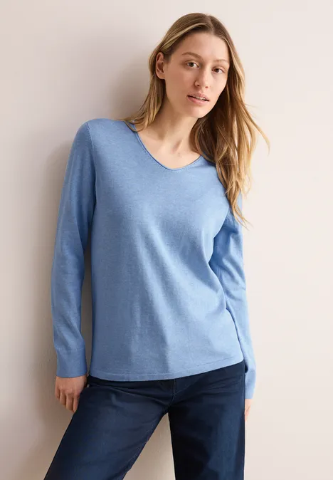Feinstrickpullover light blue melange