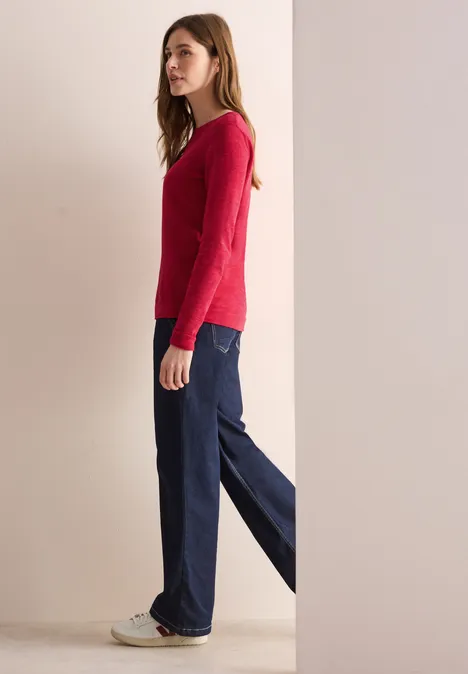 Strukturpullover heather granita red melange