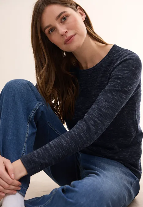 Strukturpullover heather universal blue