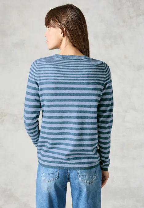Softer Streifenpullover aqua melange