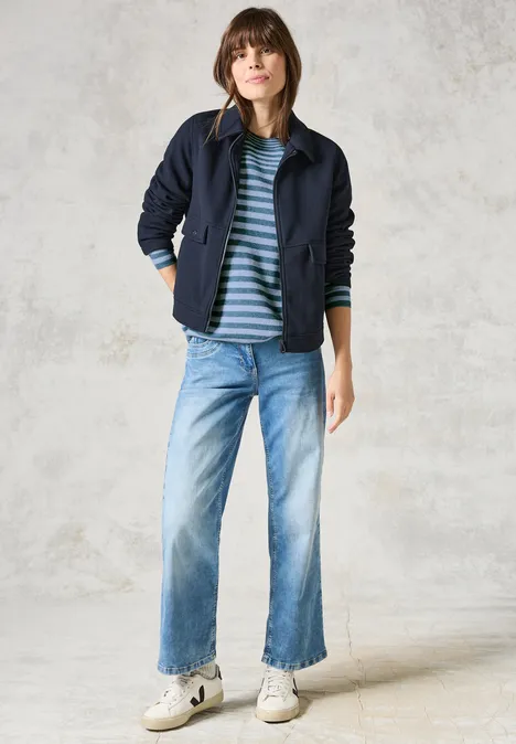 Softer Streifenpullover aqua melange