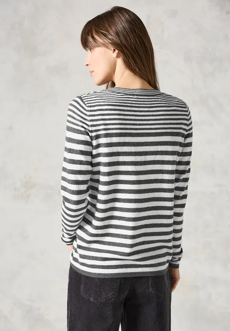 Softer Streifenpullover charcoal grey melange