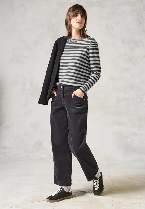 Softer Streifenpullover charcoal grey melange