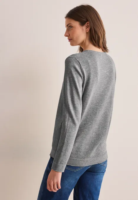Strukturpullover heather silver chalk melange