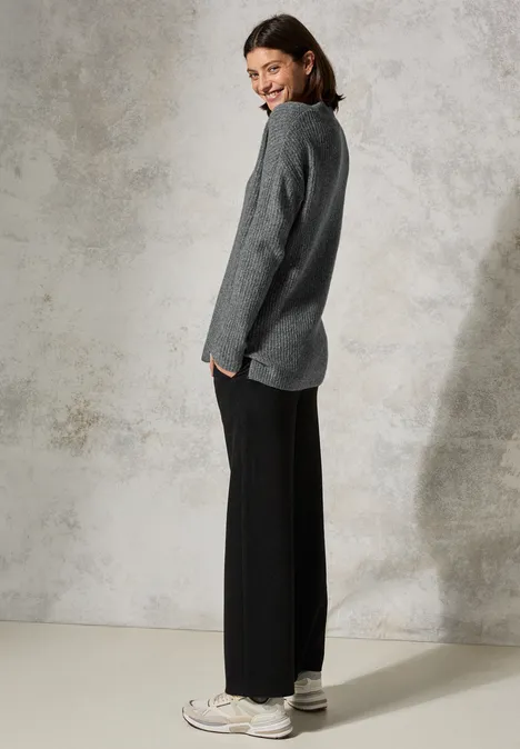 Pullover mit V-Ausschnitt flint grey melange
