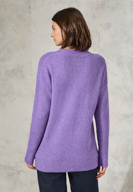 Pullover mit V-Ausschnitt gentle lilac melange