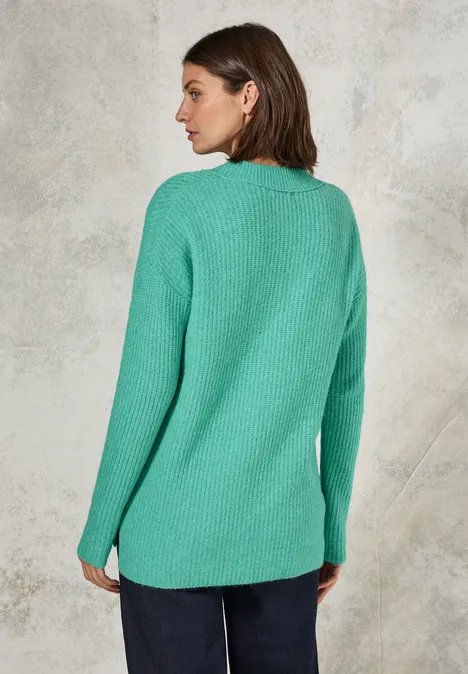Pullover mit V-Ausschnitt aventurine green melange