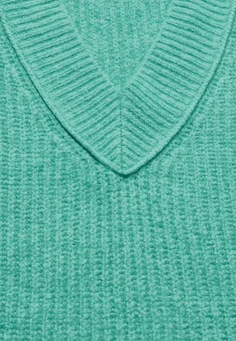 Pullover mit V-Ausschnitt aventurine green melange