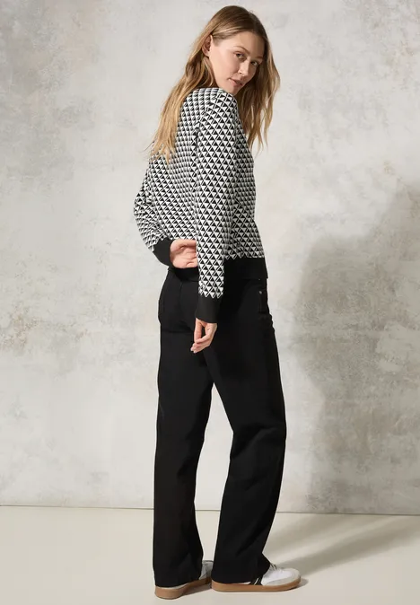 Gemusterter Pullover Black