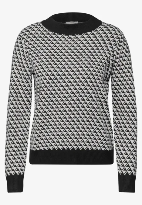 Gemusterter Pullover Black