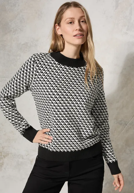 Gemusterter Pullover Black