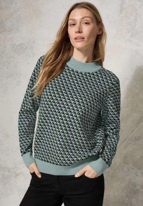 Gemusterter Pullover glaced salvia green