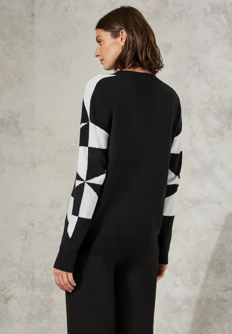 Gemusterter Pullover Black