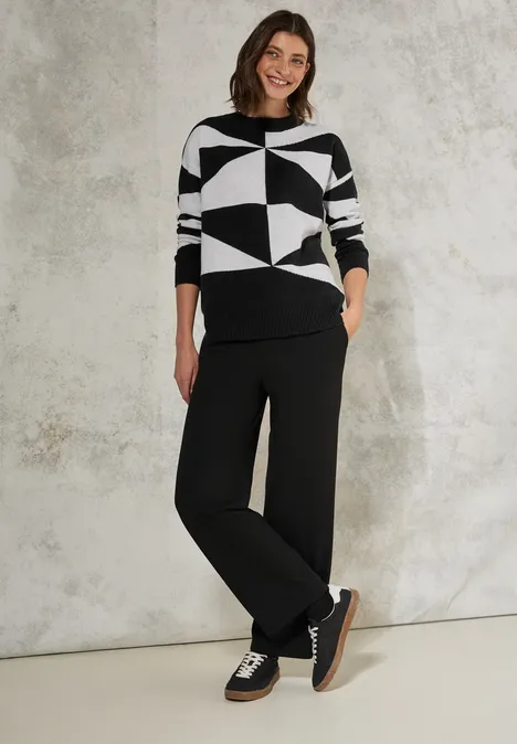 Gemusterter Pullover Black