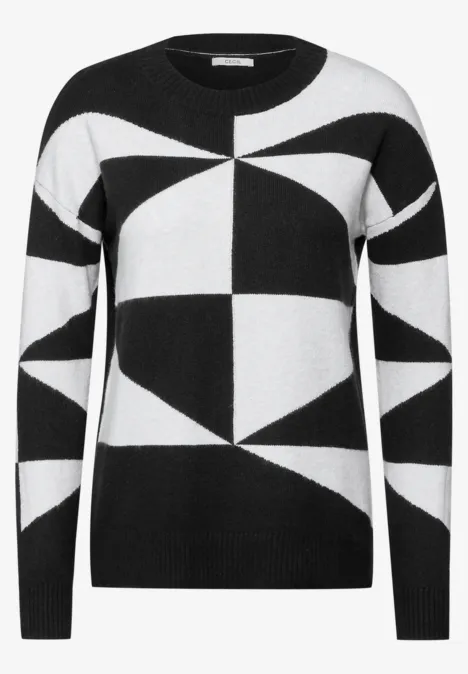 Gemusterter Pullover Black